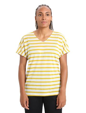 Icebreaker Merino Drayden Reversible Rövid Sleeve Top Stripe Női Póló Arany | HU 1607XYUF